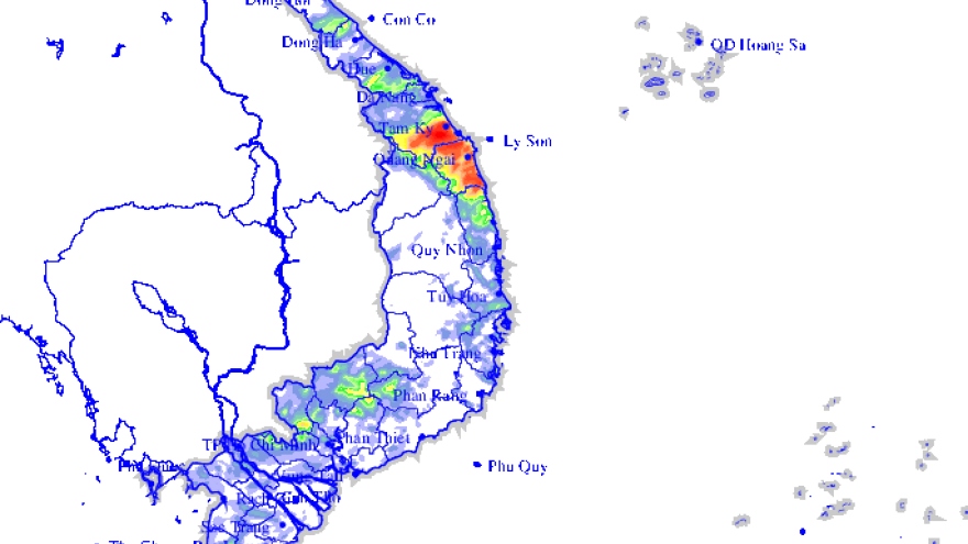 Khu vực từ Hà Tĩnh đến Khánh Hòa có nơi mưa to trên 436mm